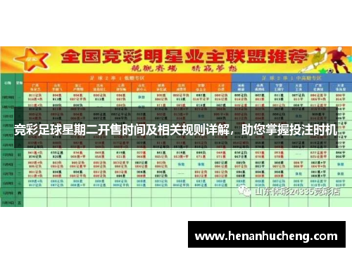 竞彩足球星期二开售时间及相关规则详解，助您掌握投注时机